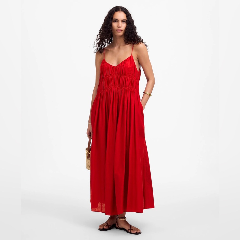Madewell Textured V-Neck Midi Dress